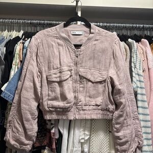 Zara Women's Mauve Bomber Jacket